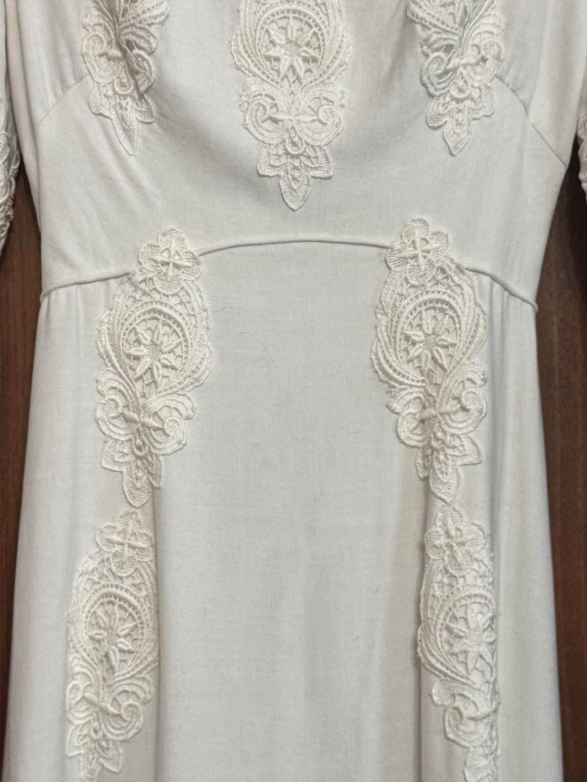 Vintage 1960s Alfred Angelo Edythe Vincent Wedding Dress XS Lace Linen