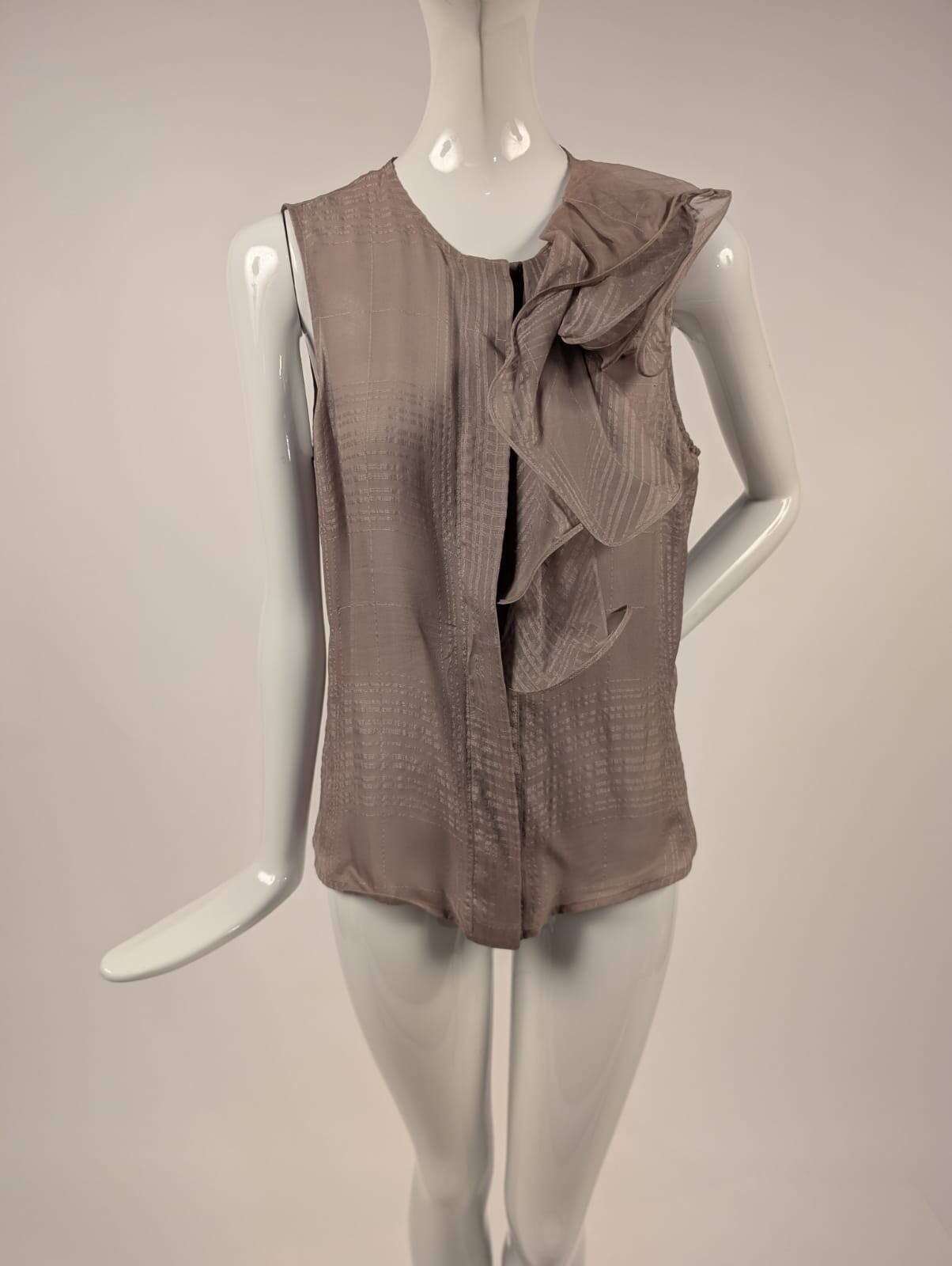 VINTAGE GEORGIO ARMANI SILK CHIFFON BLOUSE W RUFFLED FRONT