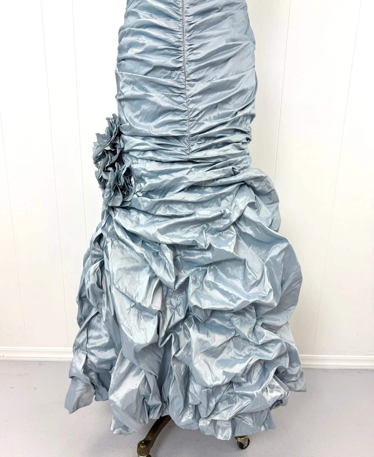 Vintage Catherine Regehr Saks Fifth Avenue Ice Blue Silk Ruffle Prom Dress Gown