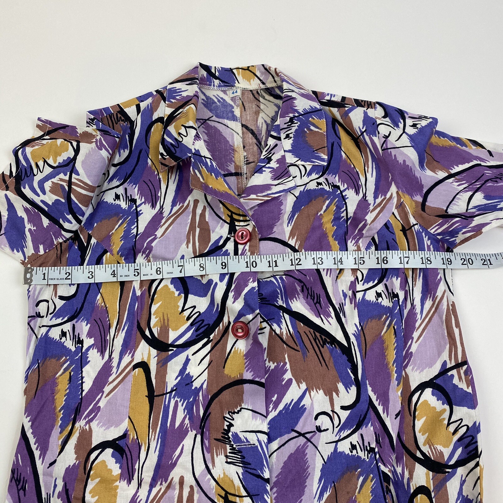 Vintage Dress Abstract A-Line Belt Uniform Prop Pinup Modest Medium Large Sz 44