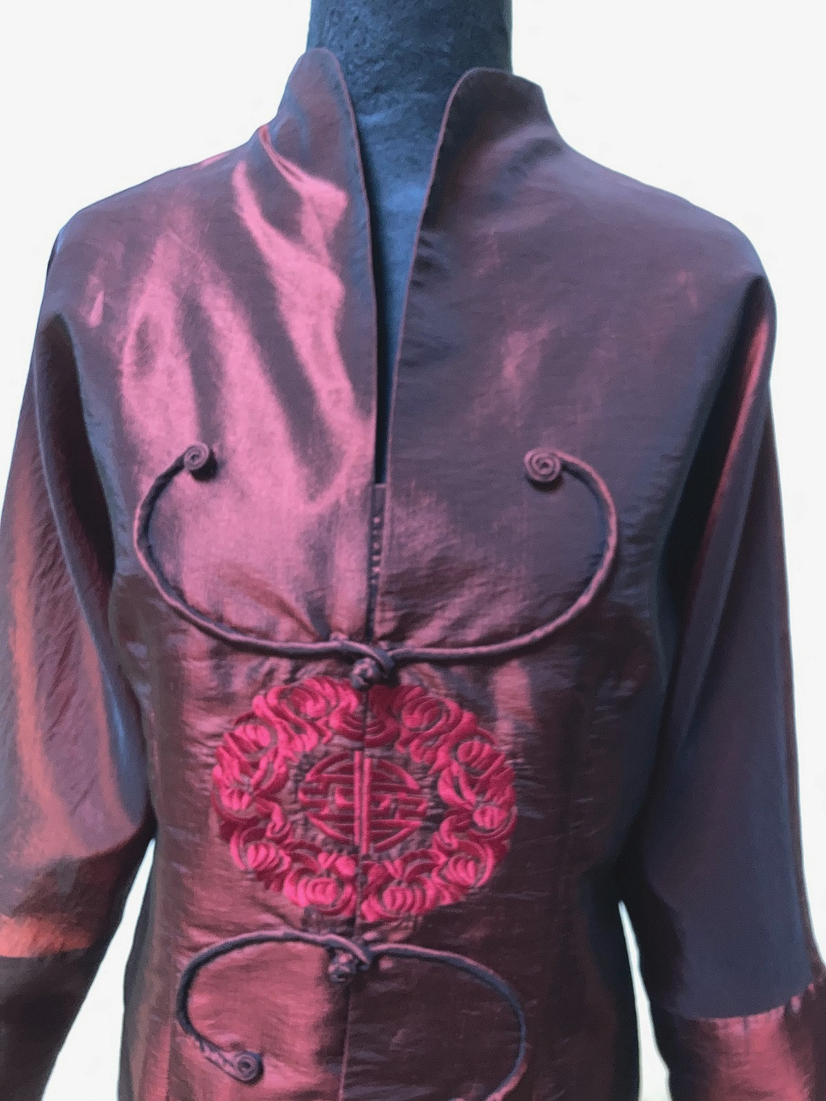 VINTAGE ELEGANT TAFETTA ASIAN MANDARIN BLOUSE