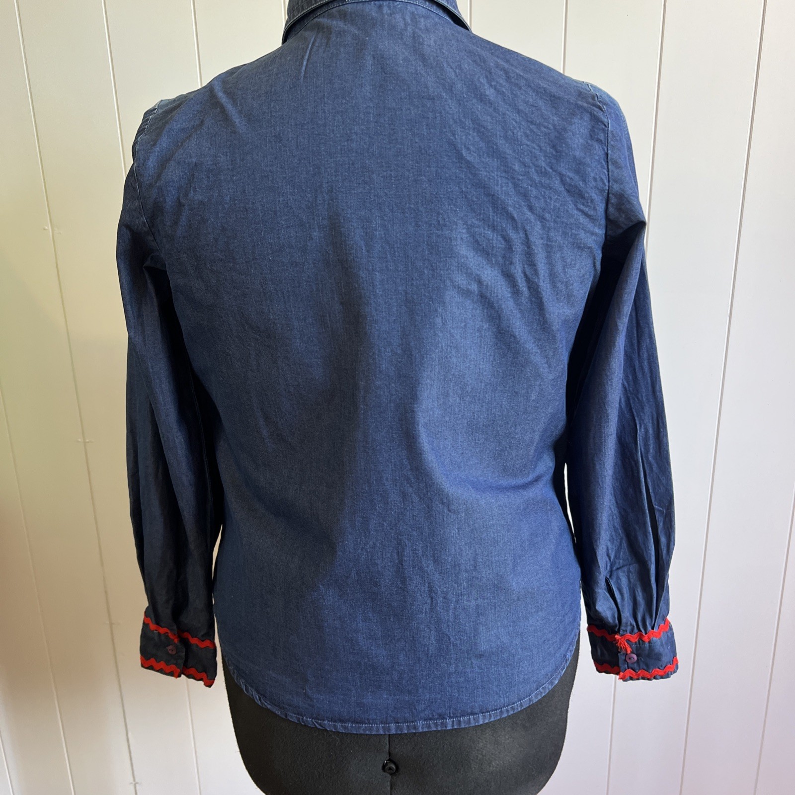 Vintage Denim Passport Jean Horse Cowboy Boot Horse Shoes Button Down Shirt smal