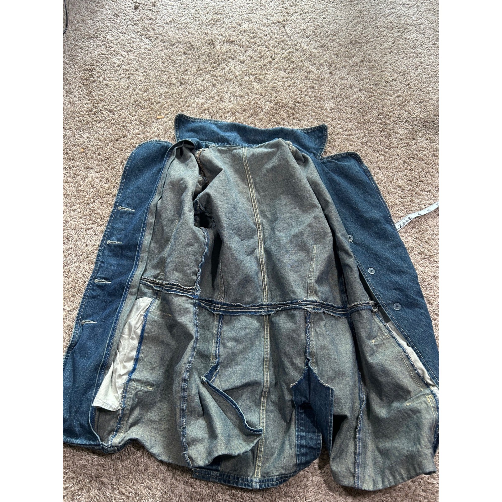 Vintage Womens Preppy Retro Utility Indie Medium Wash Blue Y2K Jacket *READ