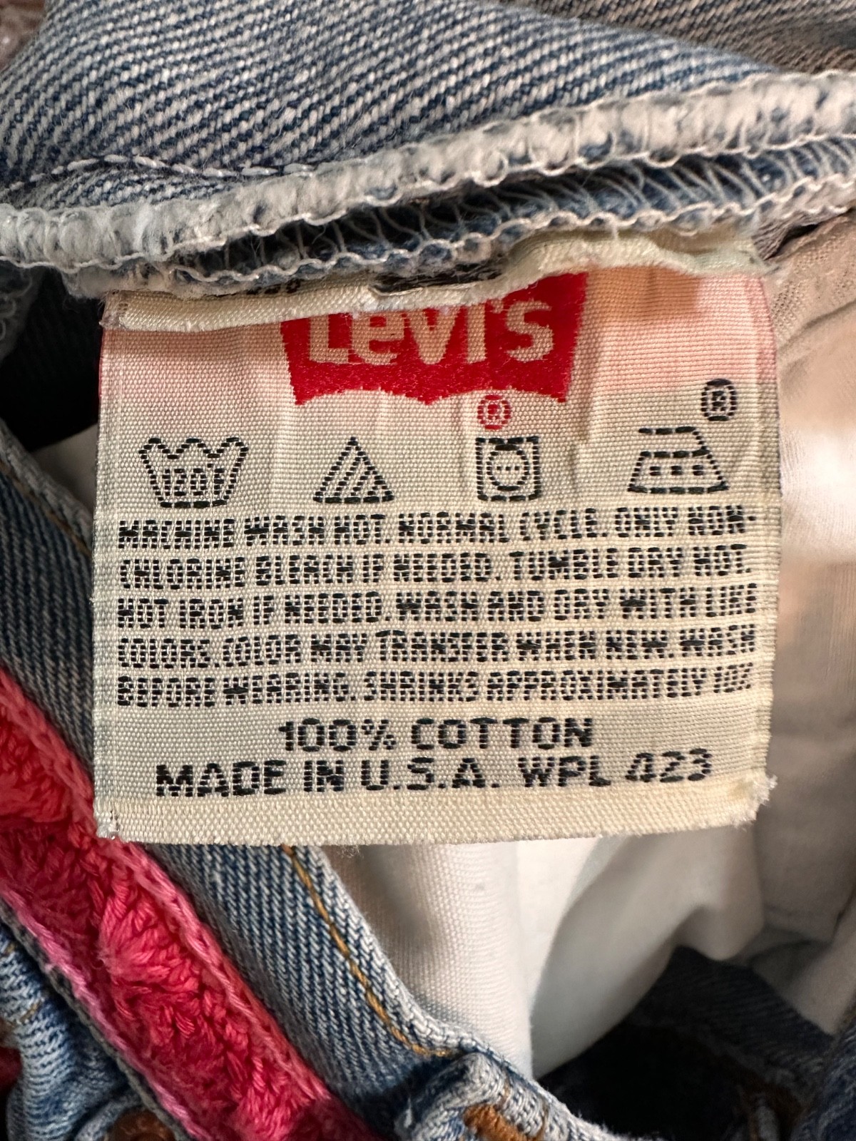 Vintage 1990’s Buzz 18 Embellished Levi’s 501 Jeans W30 28.5” Waist USA Pink