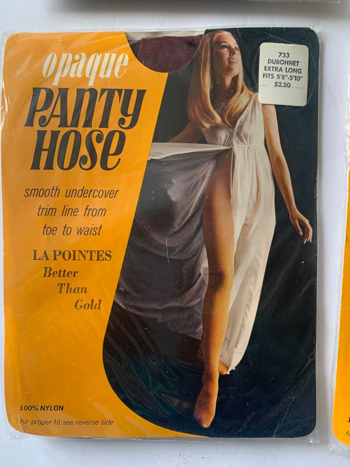 4 XL VINTAGE La Pointes Opaque Pantyhose Black, Plum, Navy, Dubonnet 1970s NIP