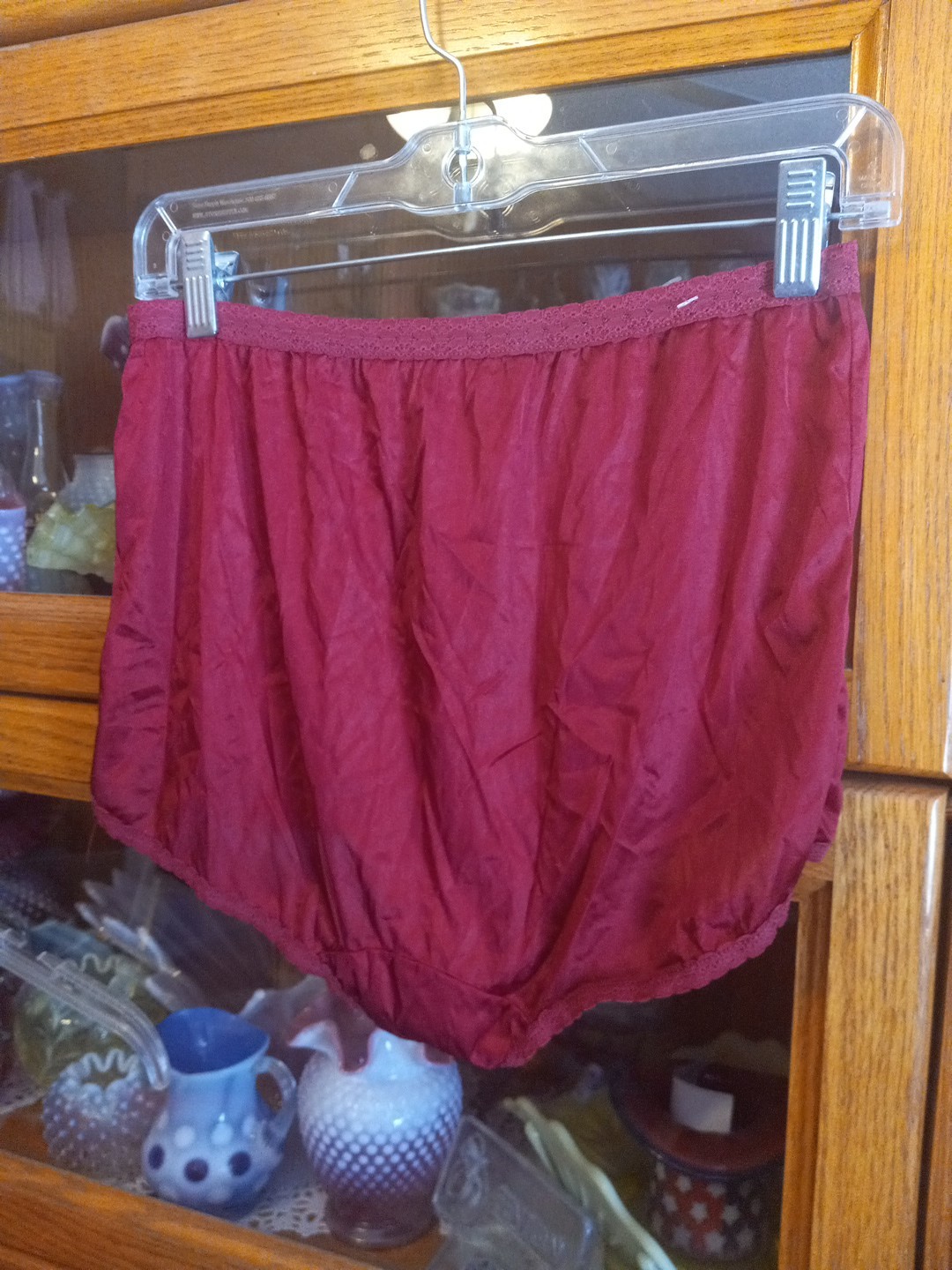 Vintage Sylray Burgundy Wine Nylon 13-19 Panty Panties Granny 8 Lace Trim