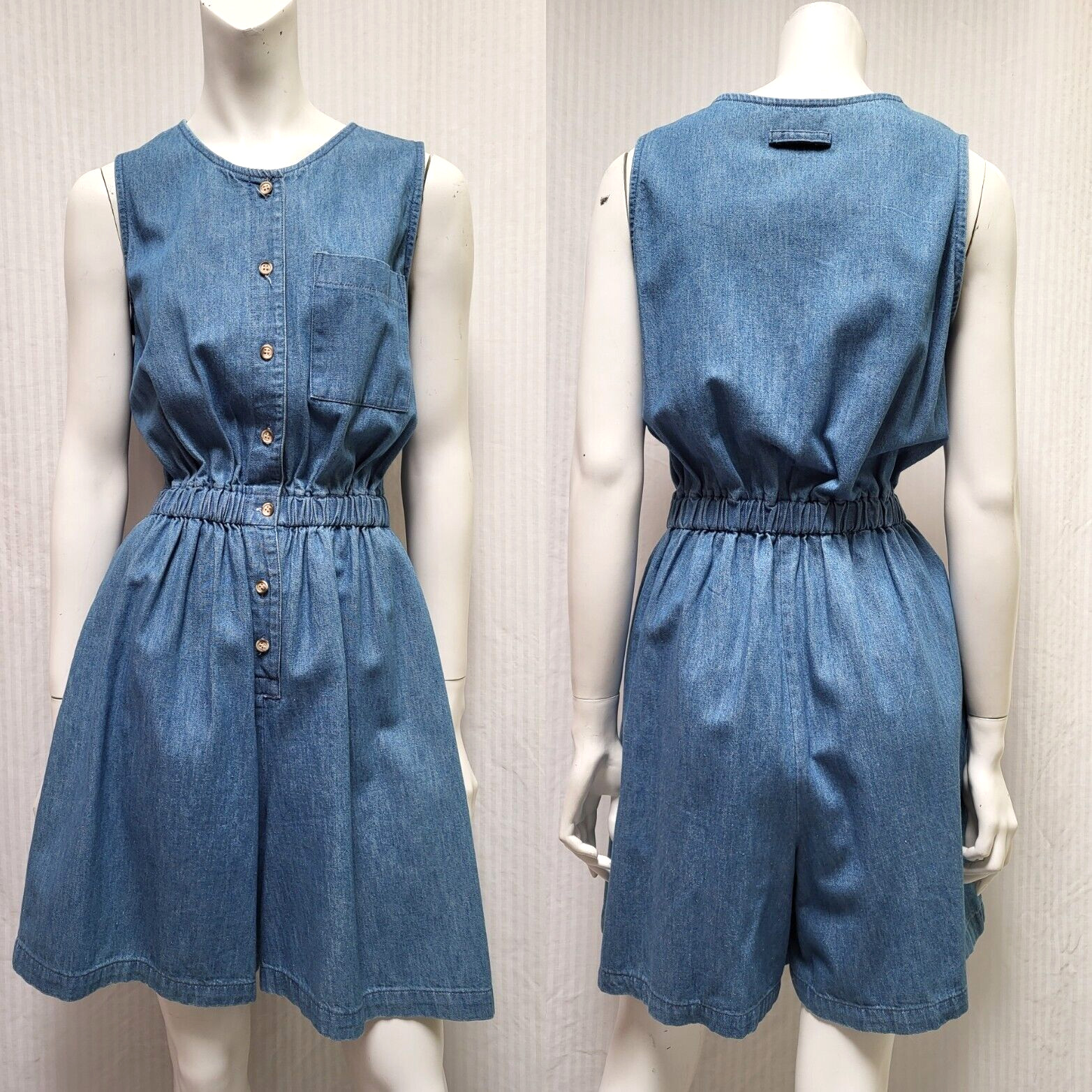 Vintage THE TOG SHOP Denim Sleeveless Romper / Playsuit – Size M – EUC