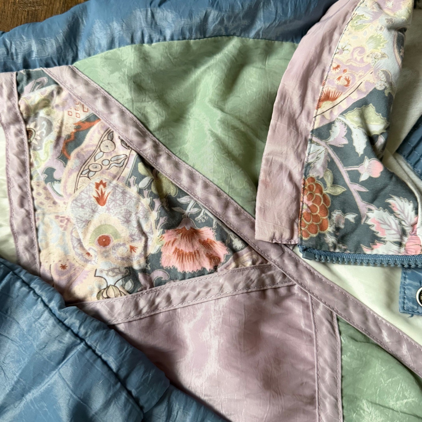 Vintage 1980’s 90’s Tracksuit M Blue Pastel Floral Patchwork Grandma Core Granny
