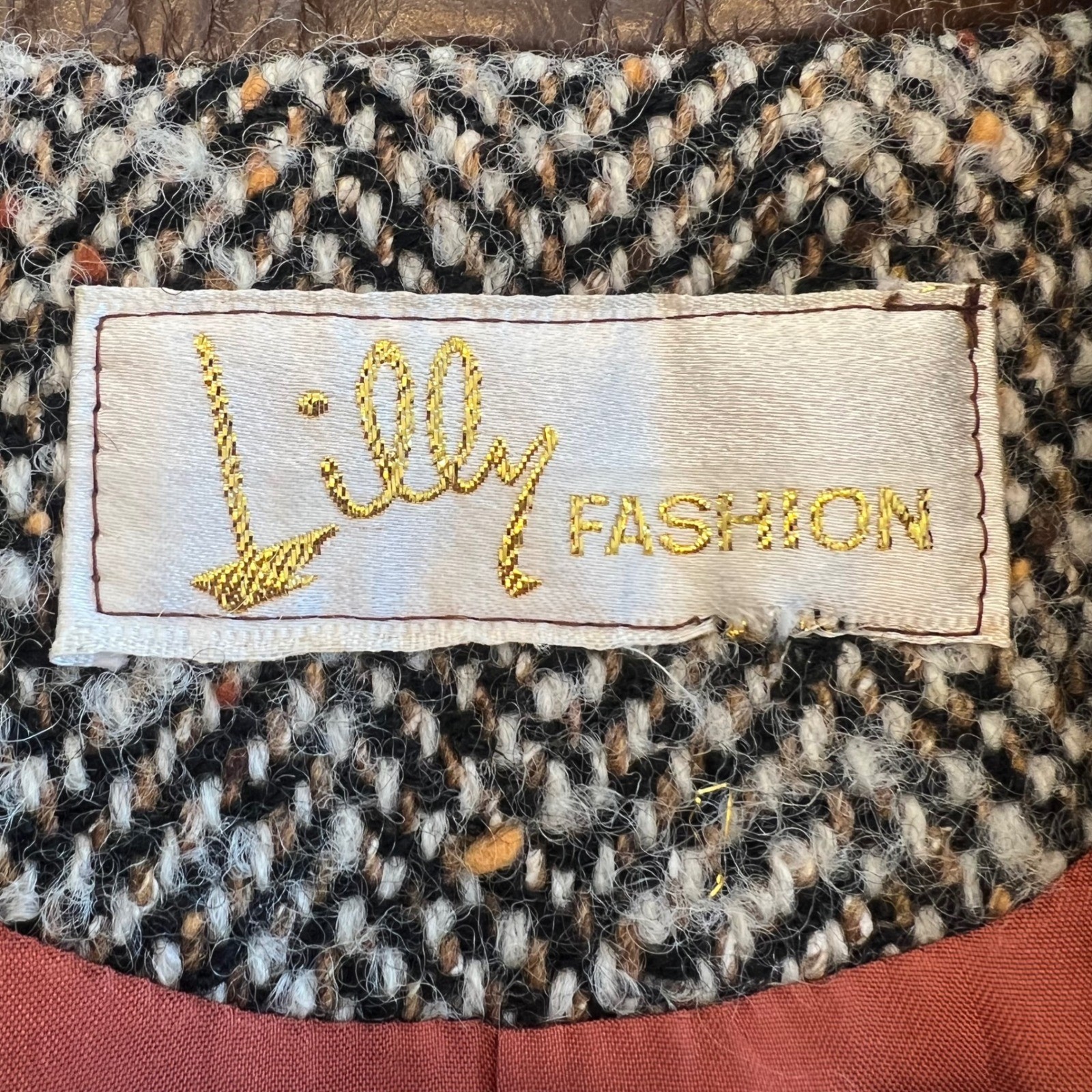 Lilly Fashion Women’s Vintage 80s Tweed Faux Leather Dark Academia Blazer Size M