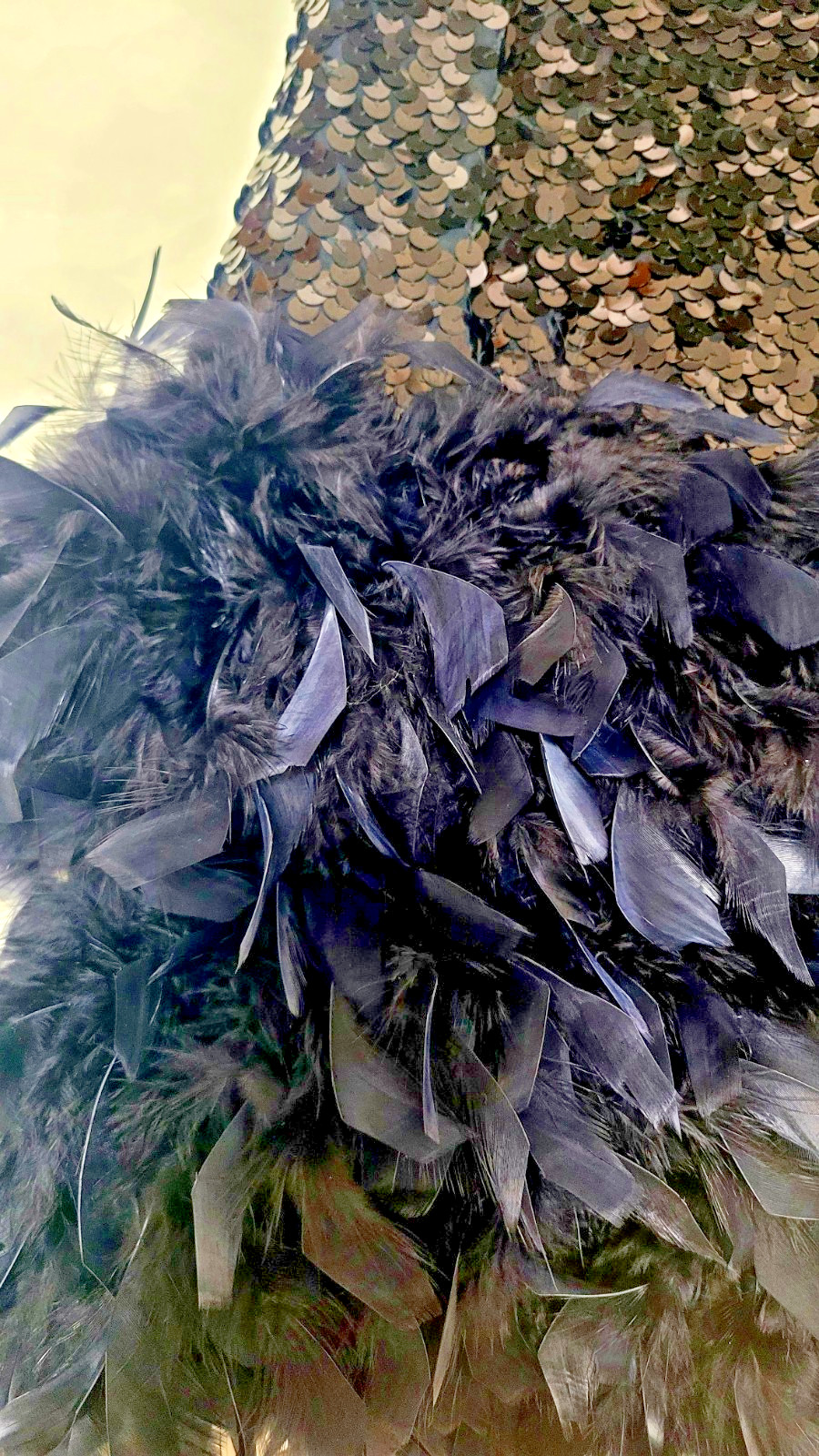 VTG 80s John Charles Strapless Sequin Feather Flapper Dress US 6 Gatsby