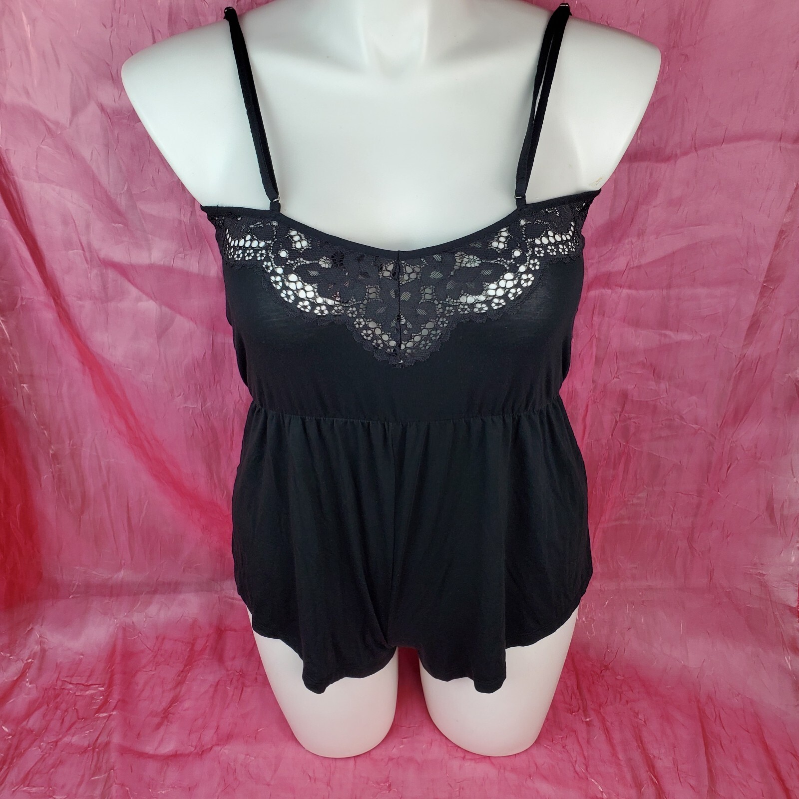 Victoria Secret Black Stretch Lace Teddy Romper Playsuit Sz M Pin Up Bombshell
