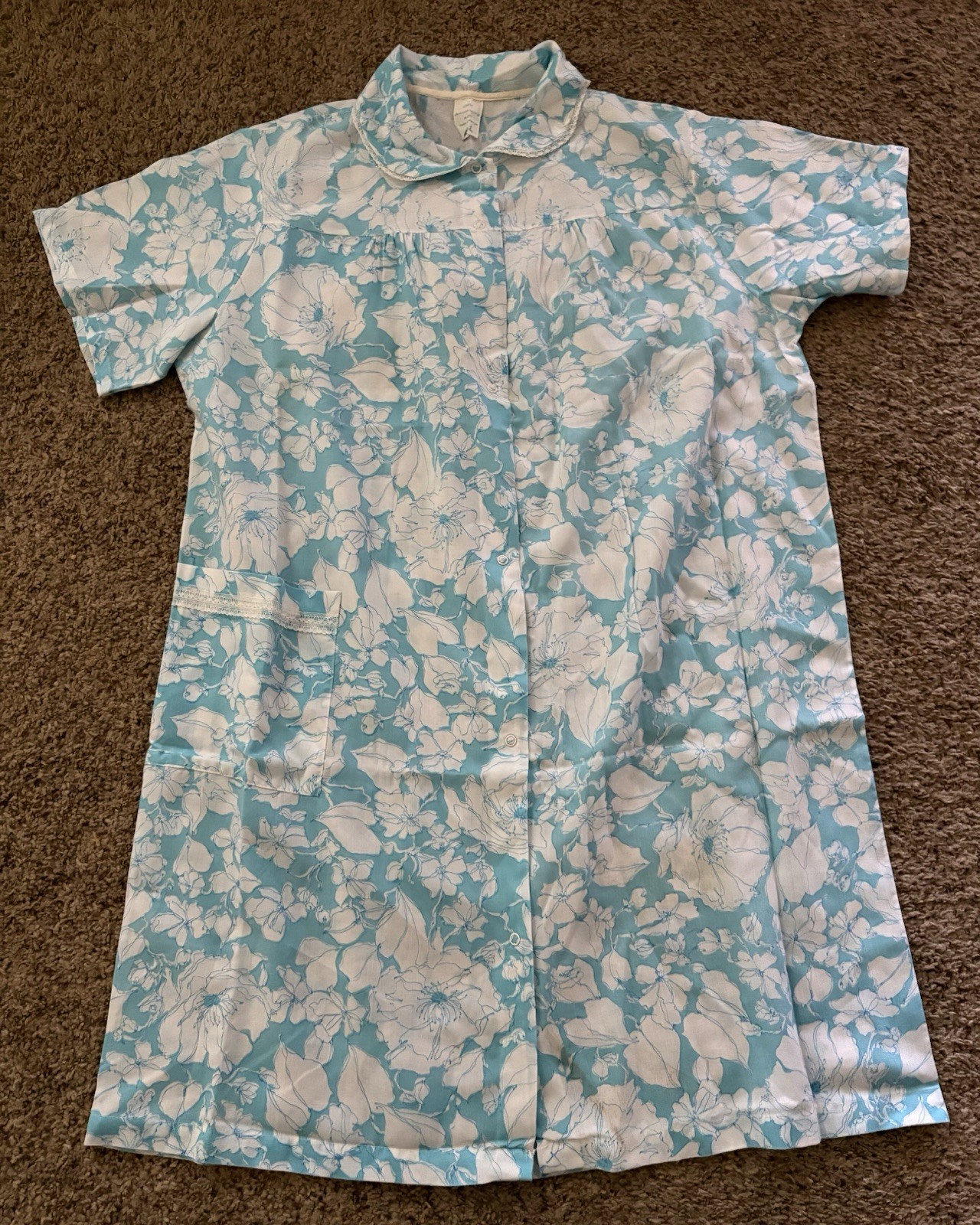 Vintage Housecoat Duster Nightgown Philmaid Snap Front Grannycore Size Large