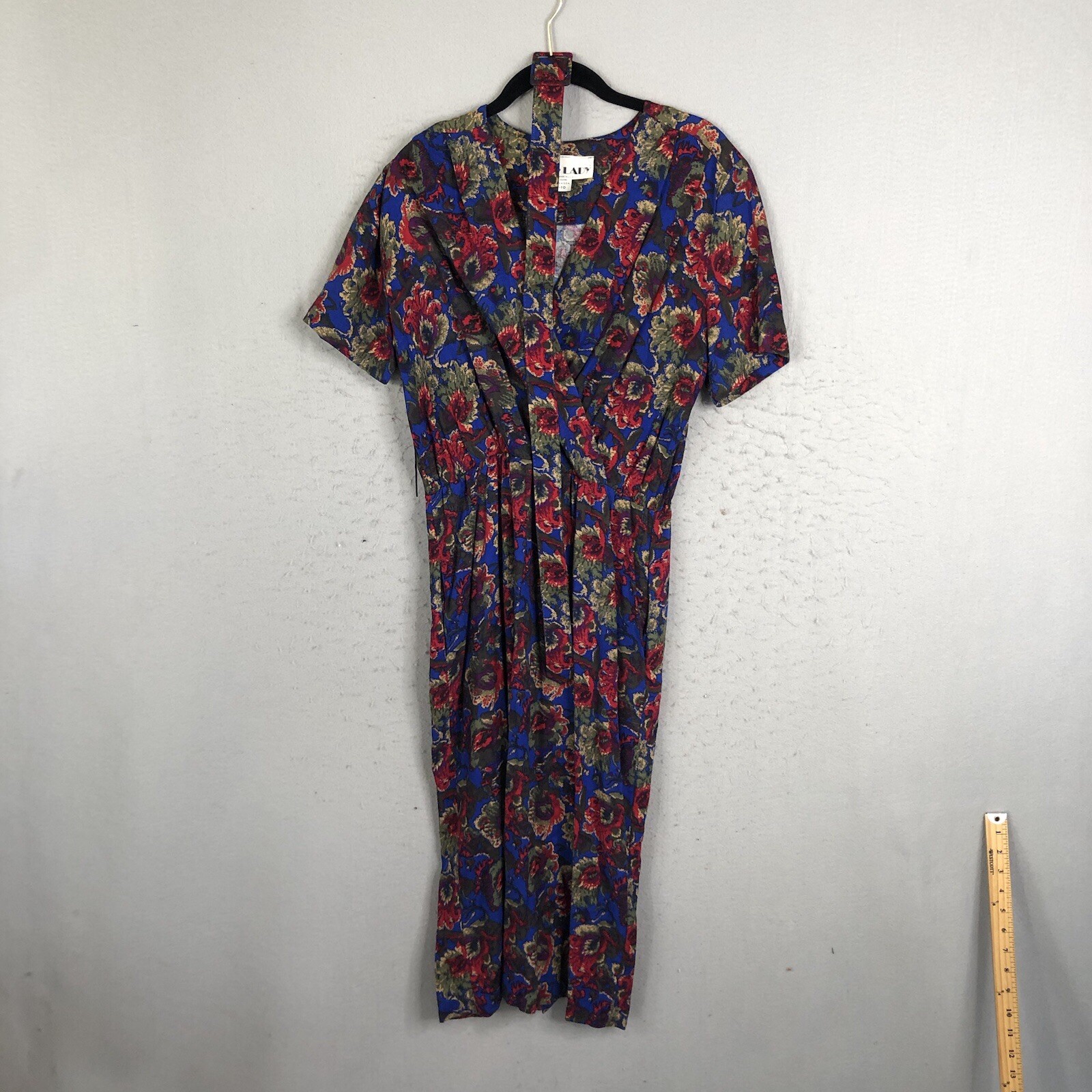Vintage Dress Womens 10 Abstract Flower Belted Rayon Mod Retro