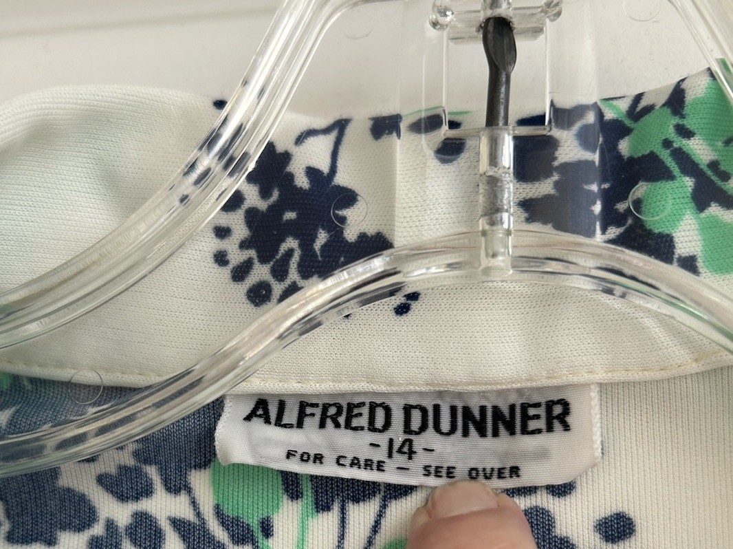 VTG 70’S ALFRED DUNNER POLYESTER DISCO FLORAL SHIRT BLOUSE DAGGER COLLAR TAG 14
