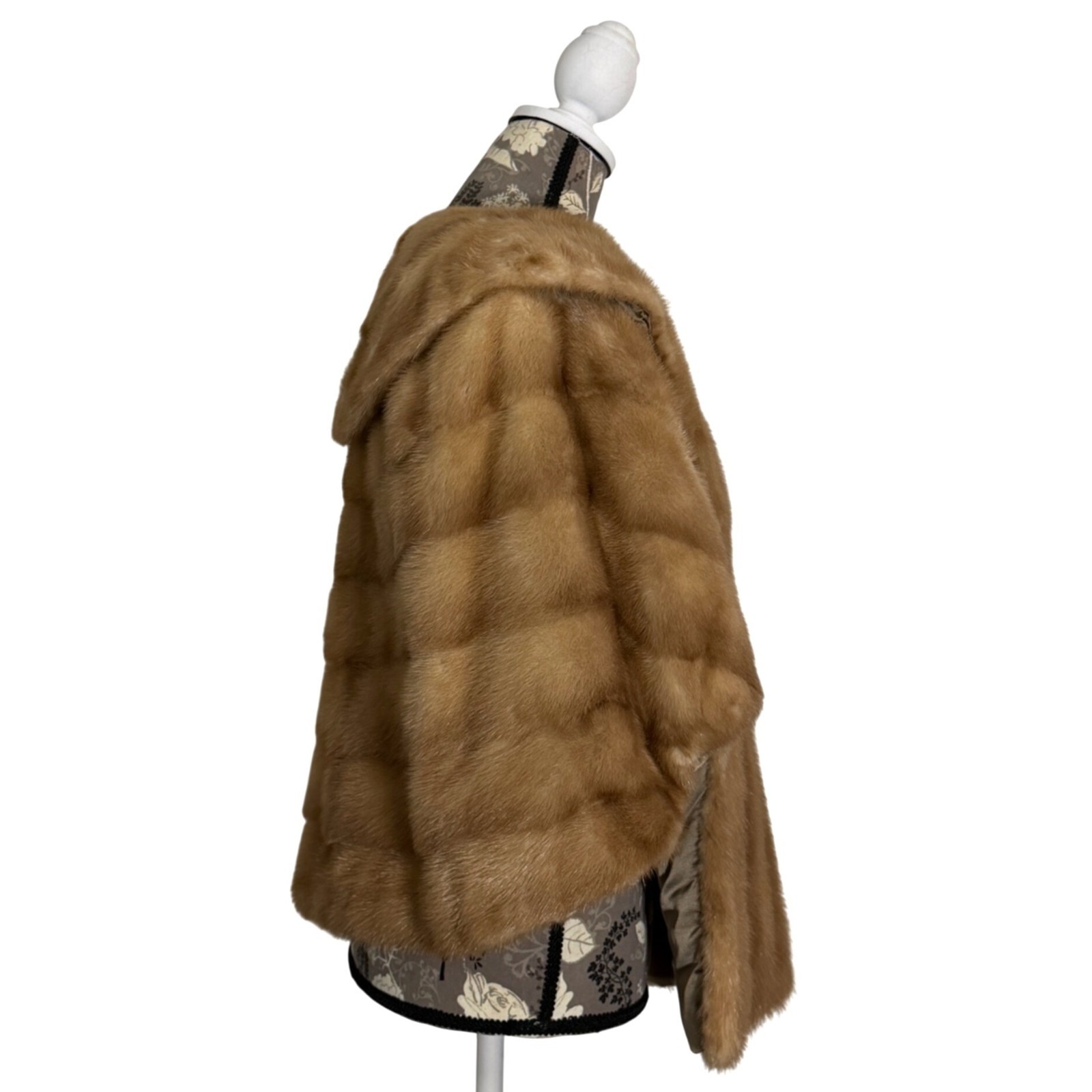 Vintage Womens Mink Fur Stole Capelet 1960s w/ Garment Bag + Padded Hanger