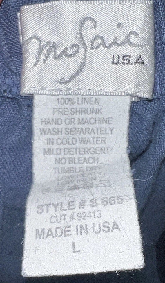 VTG MoSiac USA L Stylish Denim Blue Washable Linen Skirt Pleats Boho Cottage