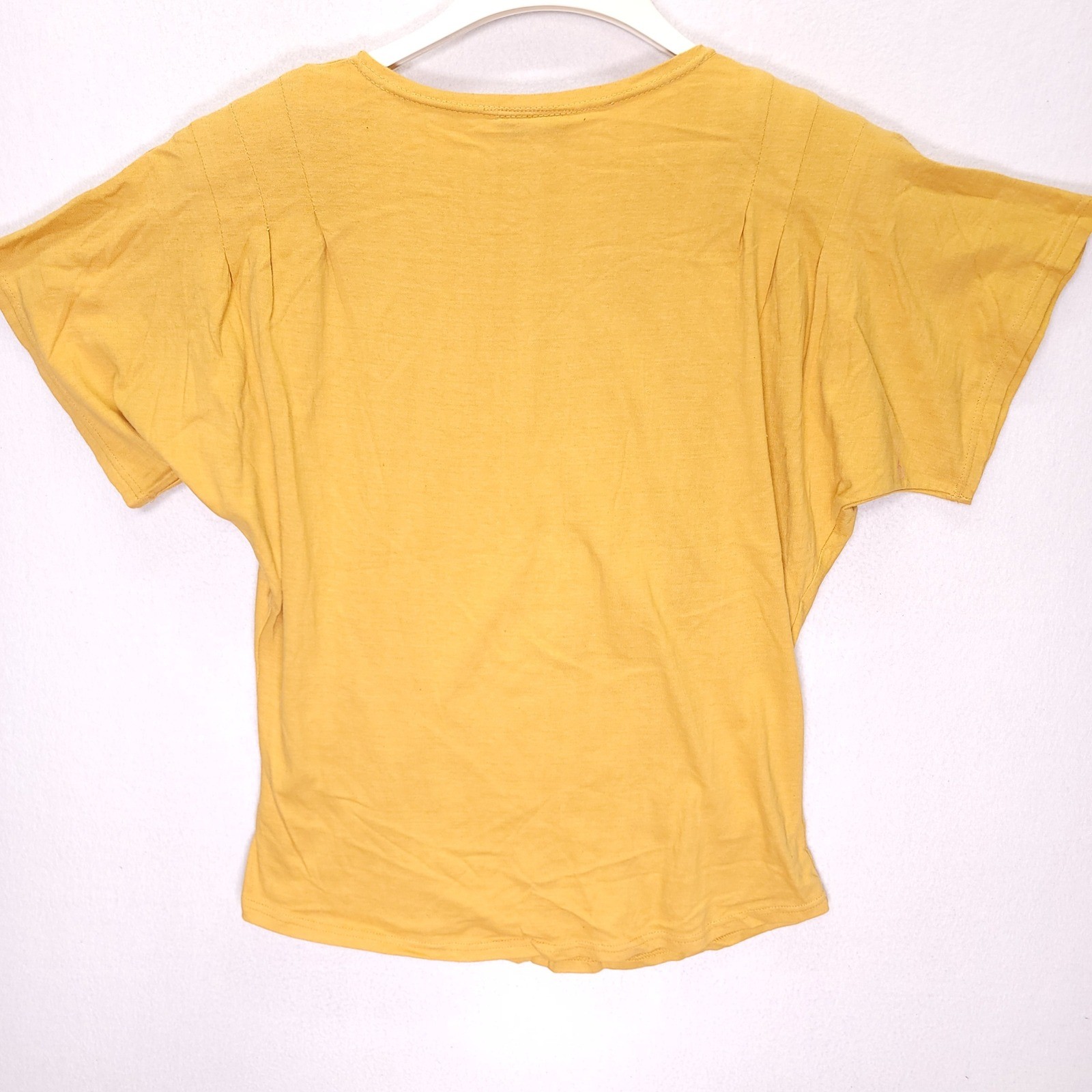 Vintage Plus Factor Mustard Yellow Dolman Sleeve Cotton Top Shoulder Pads NWT 38