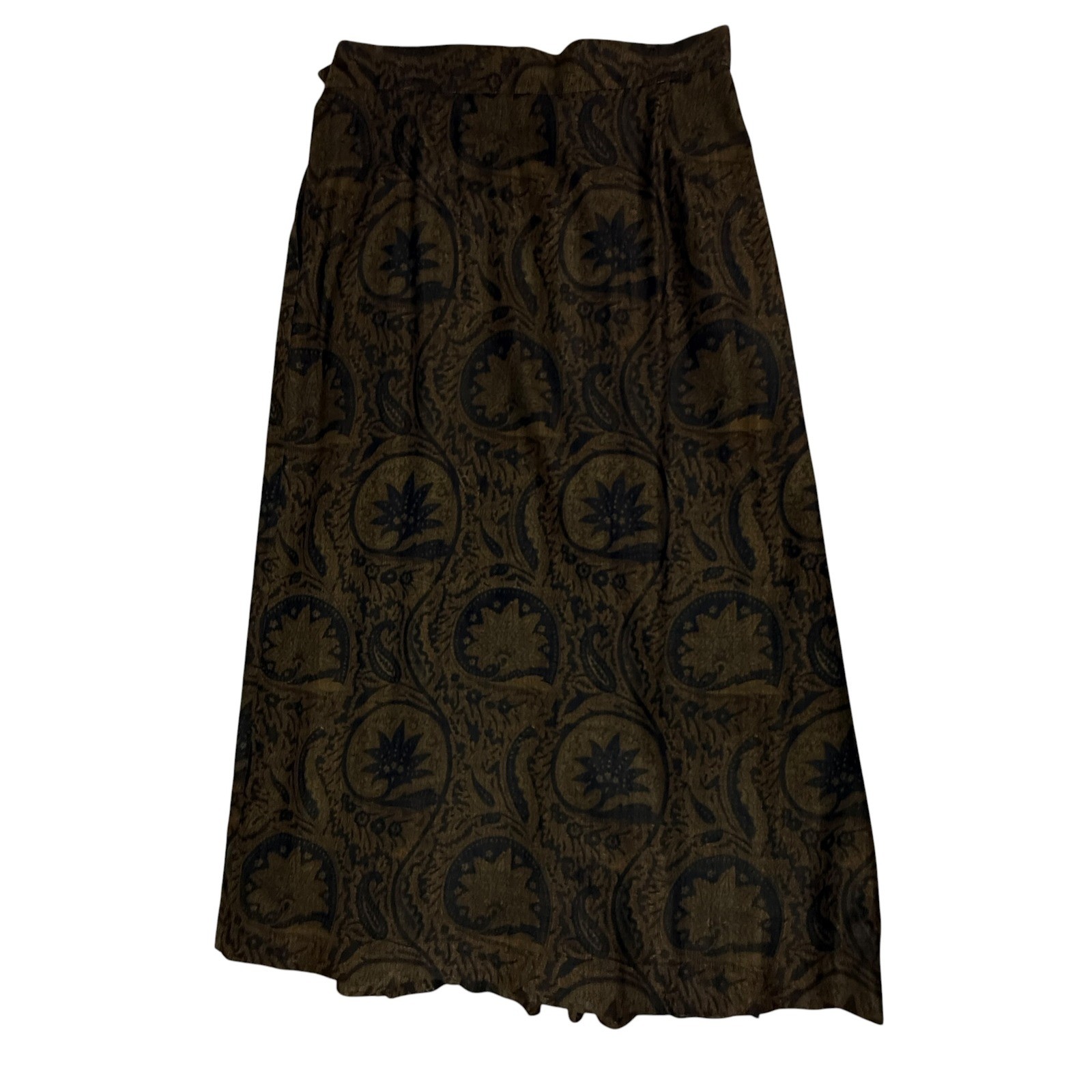 Martin Bayer Collection Skirt Women 12 Brown Paisley Pleated Pockets Vintage 80s