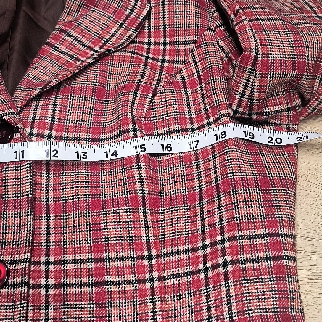 Vintage Pendleton Plaid Blazer Jacket 100% Virgin Wool Red Green Tartan Size 16