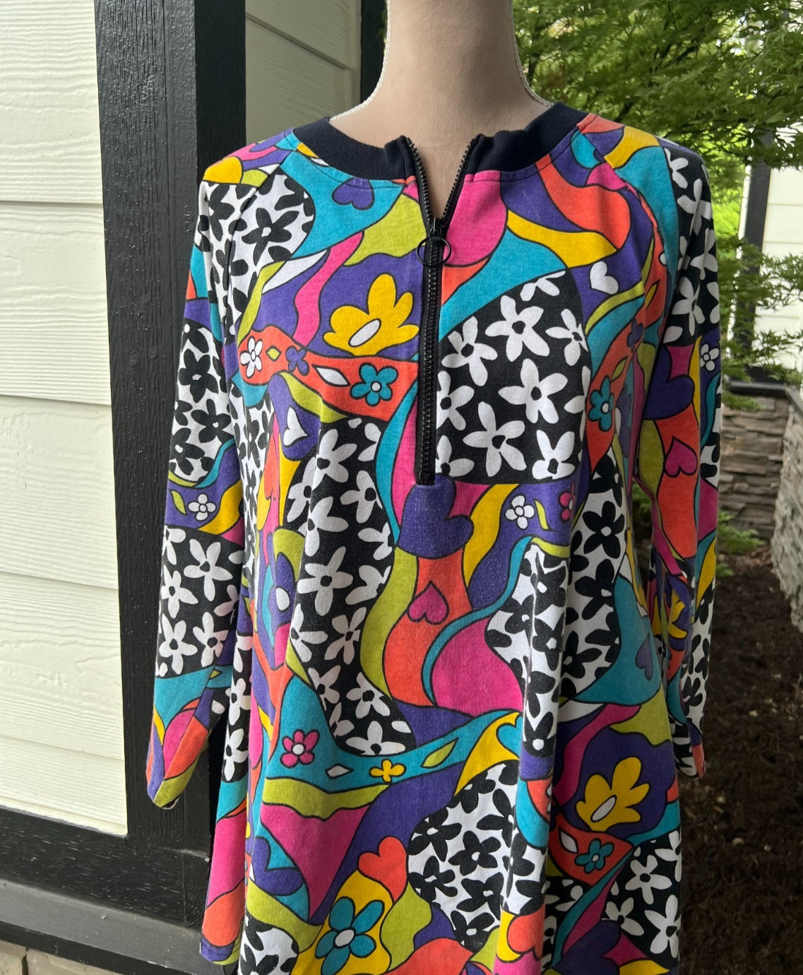 Vintage Go Go Dress Psychedelic Flower Power 70’s Style Traffic Jam Medium