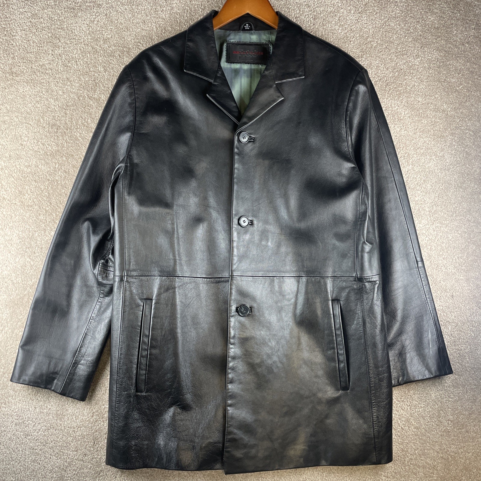 Vintage R&O Brand Reilly Olmes Leather Jacket Men’s Medium Black Coat Button Up
