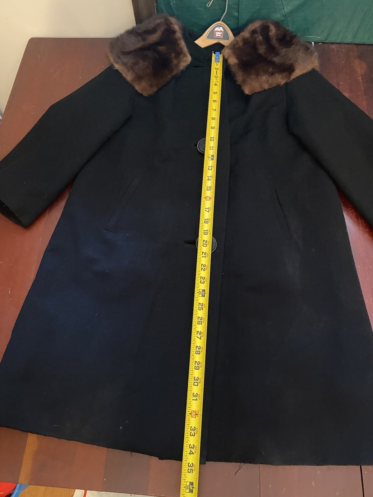 Vtg Stevens Forstmann Wool Blend Coat Fur Collar Women’s Button Missing Size???