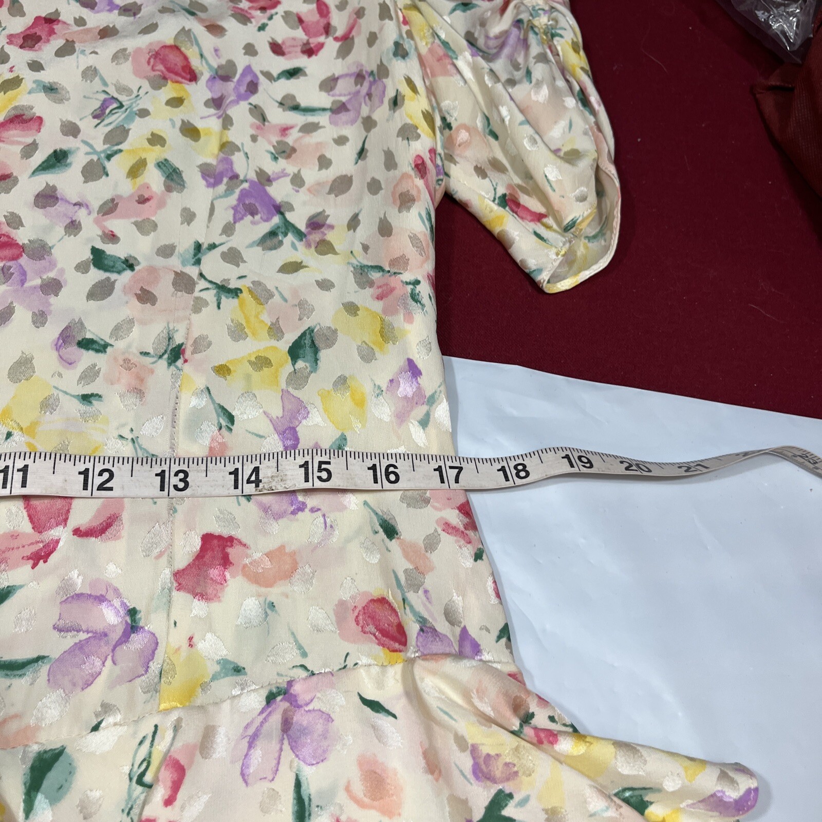 Floral SILK TIERED RUFFLES DRESS WHIMSY Fairy COQUETTE prairie Yellow Pink Sz 14