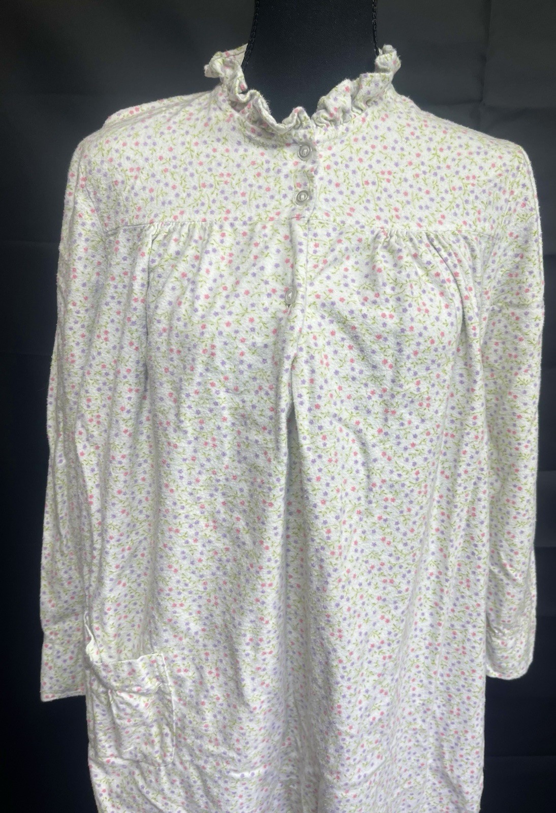 Vintage Sears Flannel Floral Nightgown 100% Cotton Size Medium 12-14