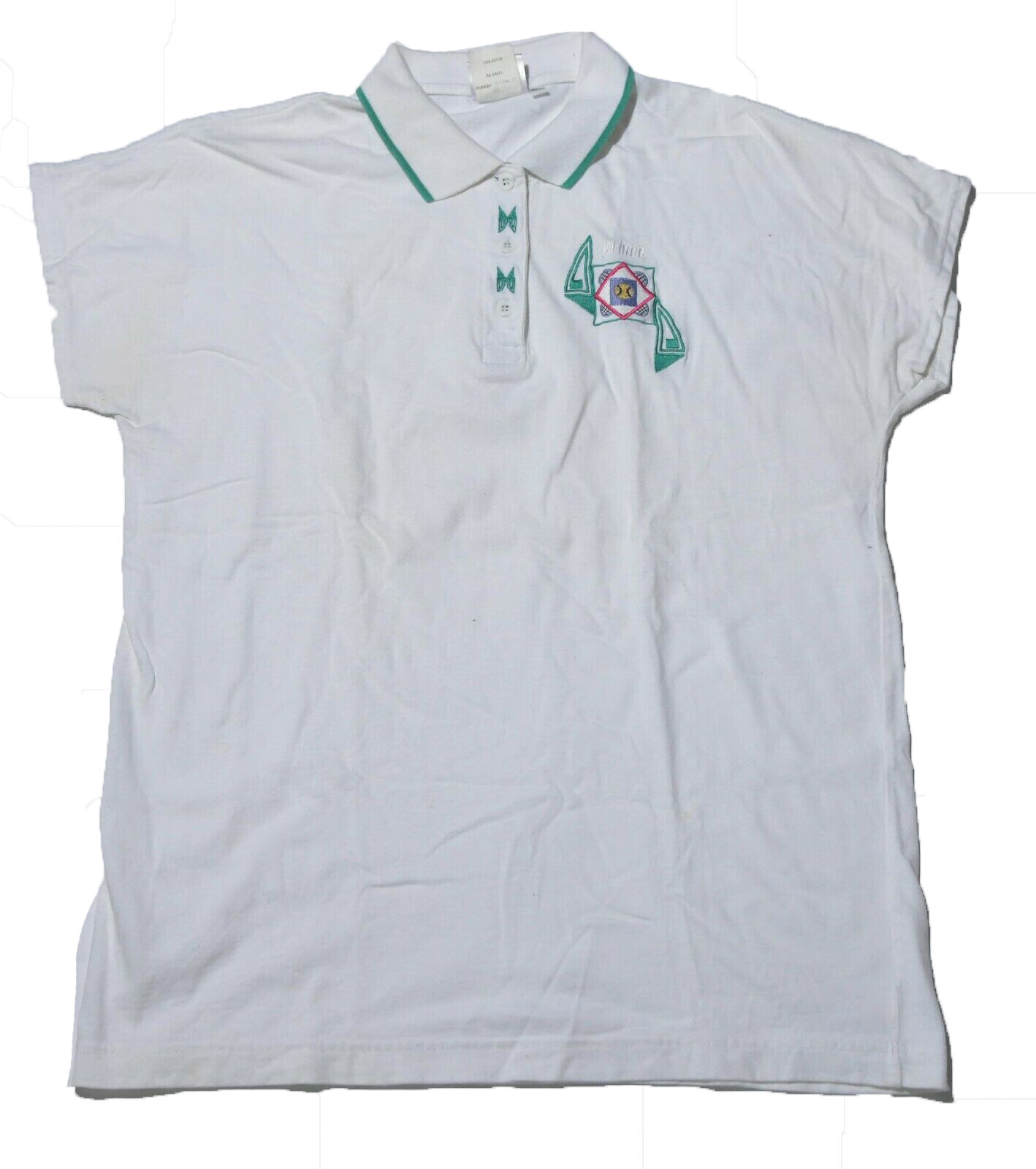 Vintage 90S Prince Polo Women’s Size Medium M White Tennis Short Sleeve Cotton