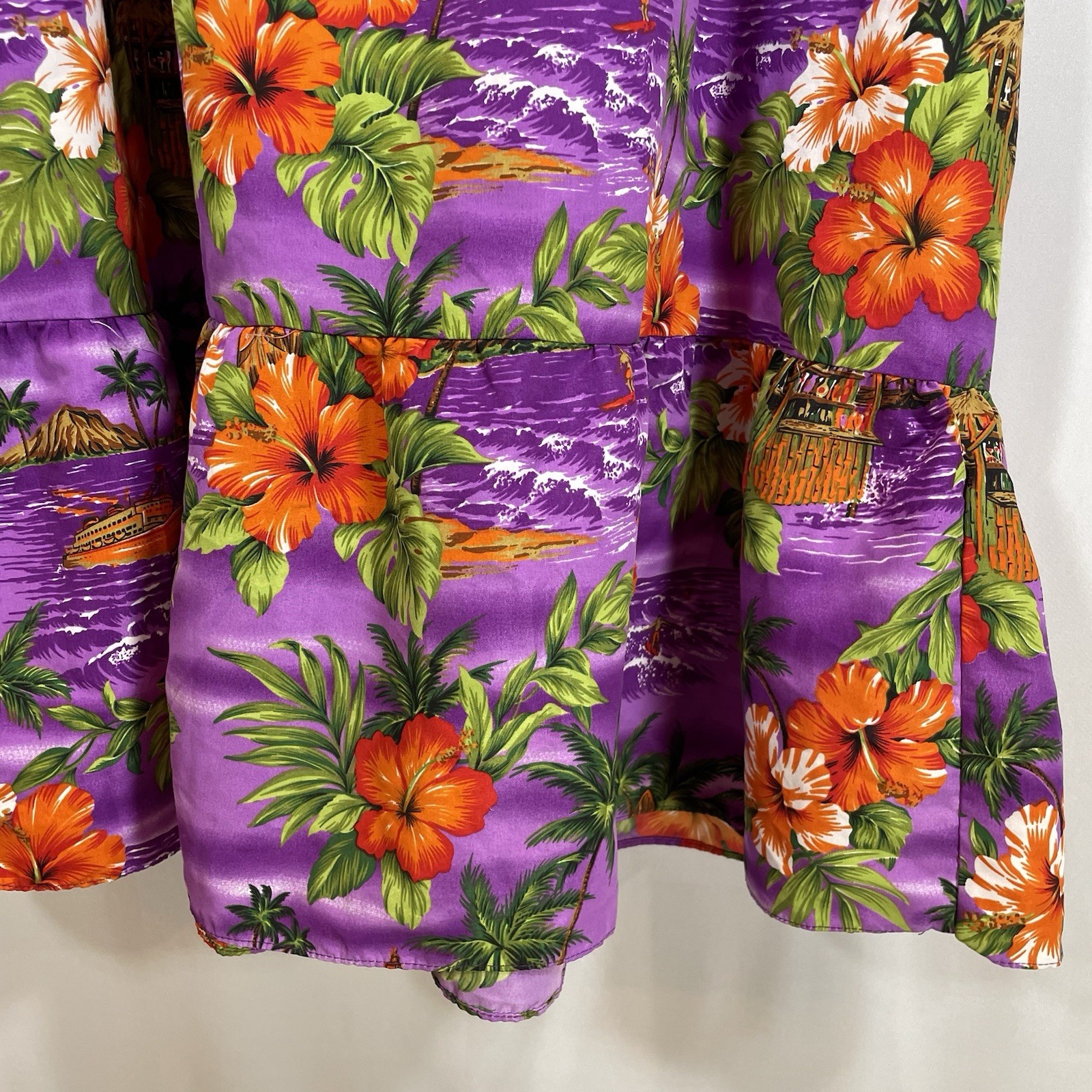 Vtg Hawaiian Naupaka Hawaii Dress XL Purple Floral Hibiscus Tropical Tiki