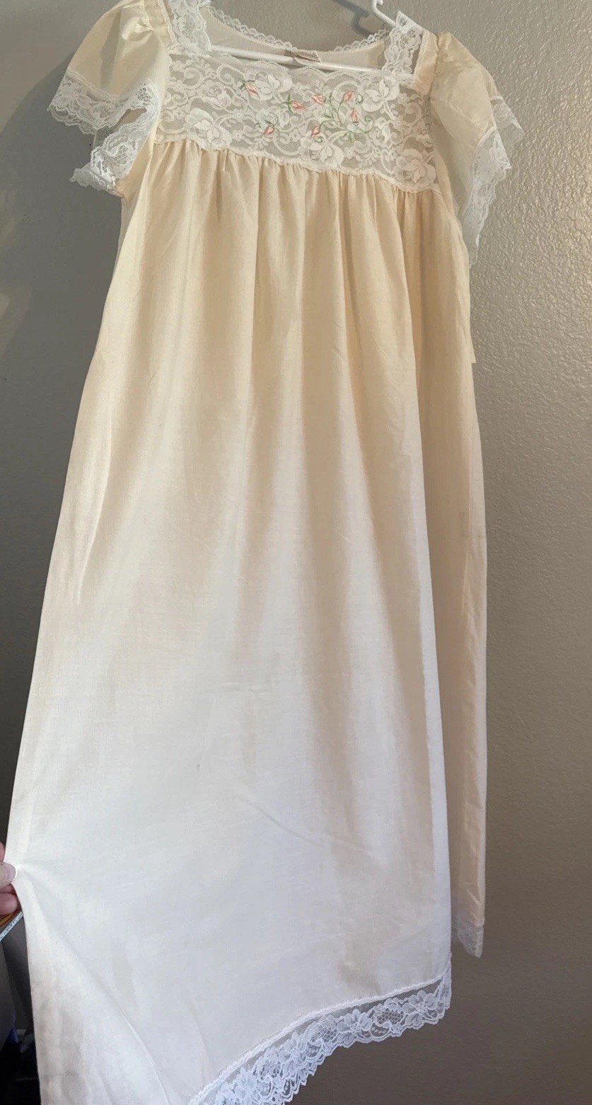 VTG Circa 2000 Nightgown NWT Medium 100% COTTON Lace Floral Made in USA