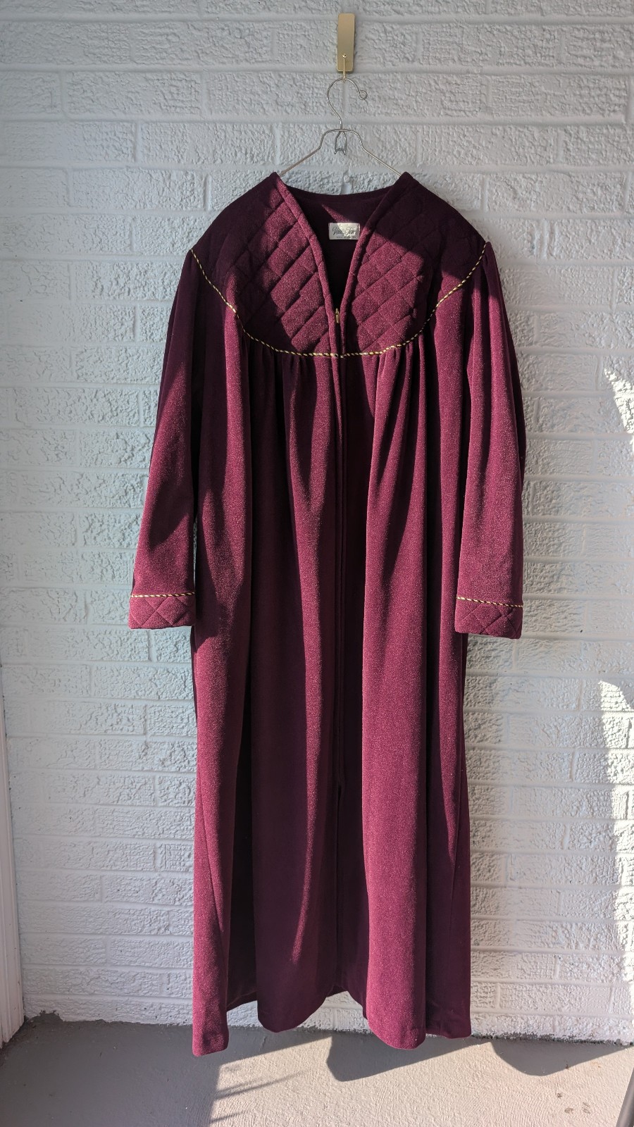 Vintage Vanity Fair XXL Royal Purple Full zip house coat Gold trim Made in USA