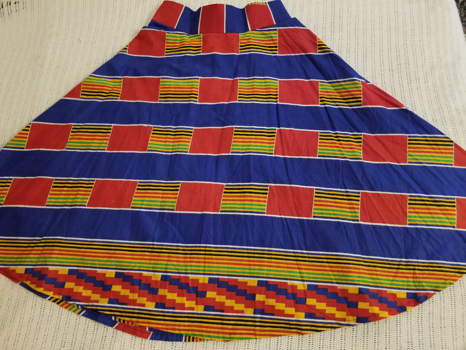 Vintage 1980s Rainbow Stripe Op Art Zip Up Swing Full Sweep Skirt M/34