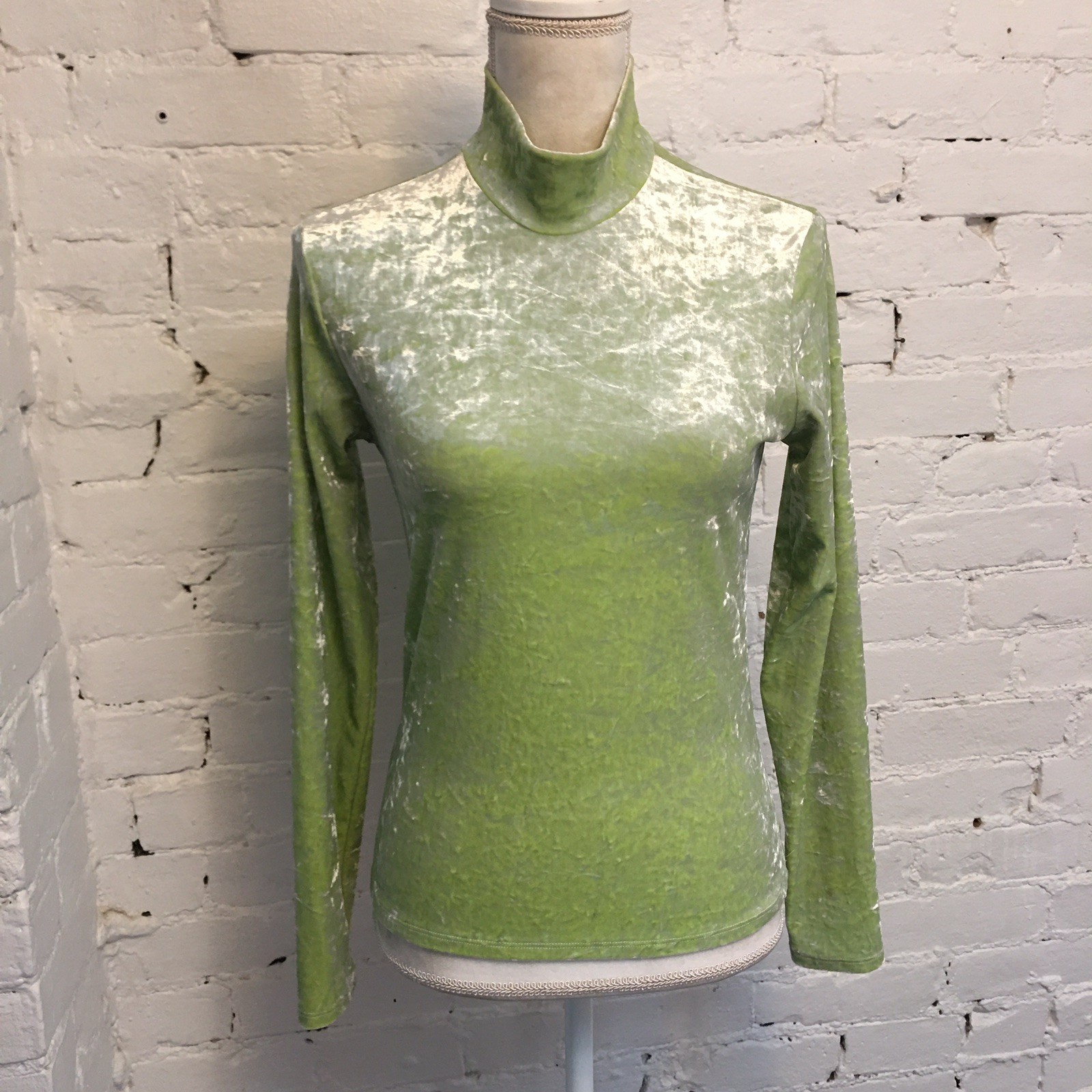 Lew Magram vintage 90s velvet mock neck top shimmer green m club y2k downtown