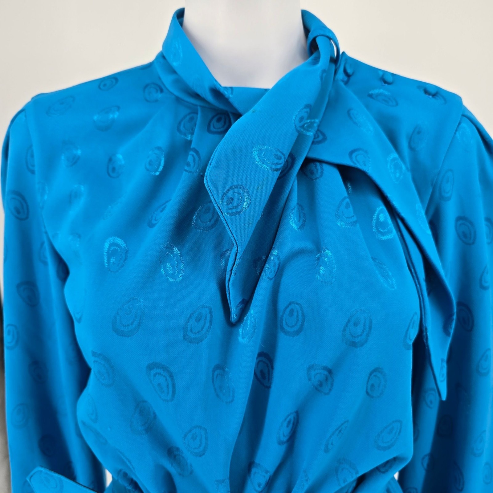 Vintage 1980s The Jones Girl Cobalt Blue Lavallière Secretary Dress (Size 8/M)