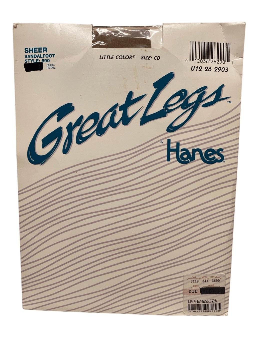 Hanes Great Legs Sheer Sandalfoot Pantyhose Little Color Size CD Vintage Nylon