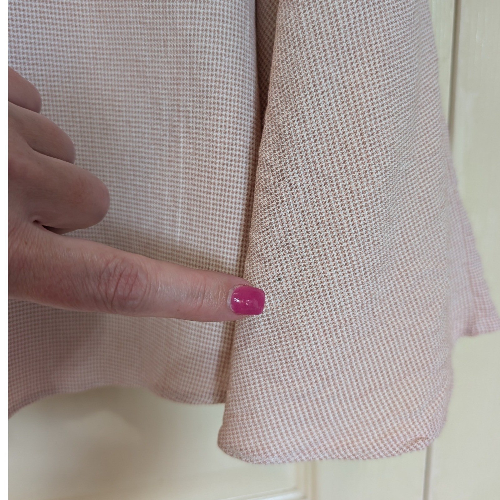 Vintage Boho Broomstick Skirt Pink Micro Check Flared Plus Size 22W Cottagecore