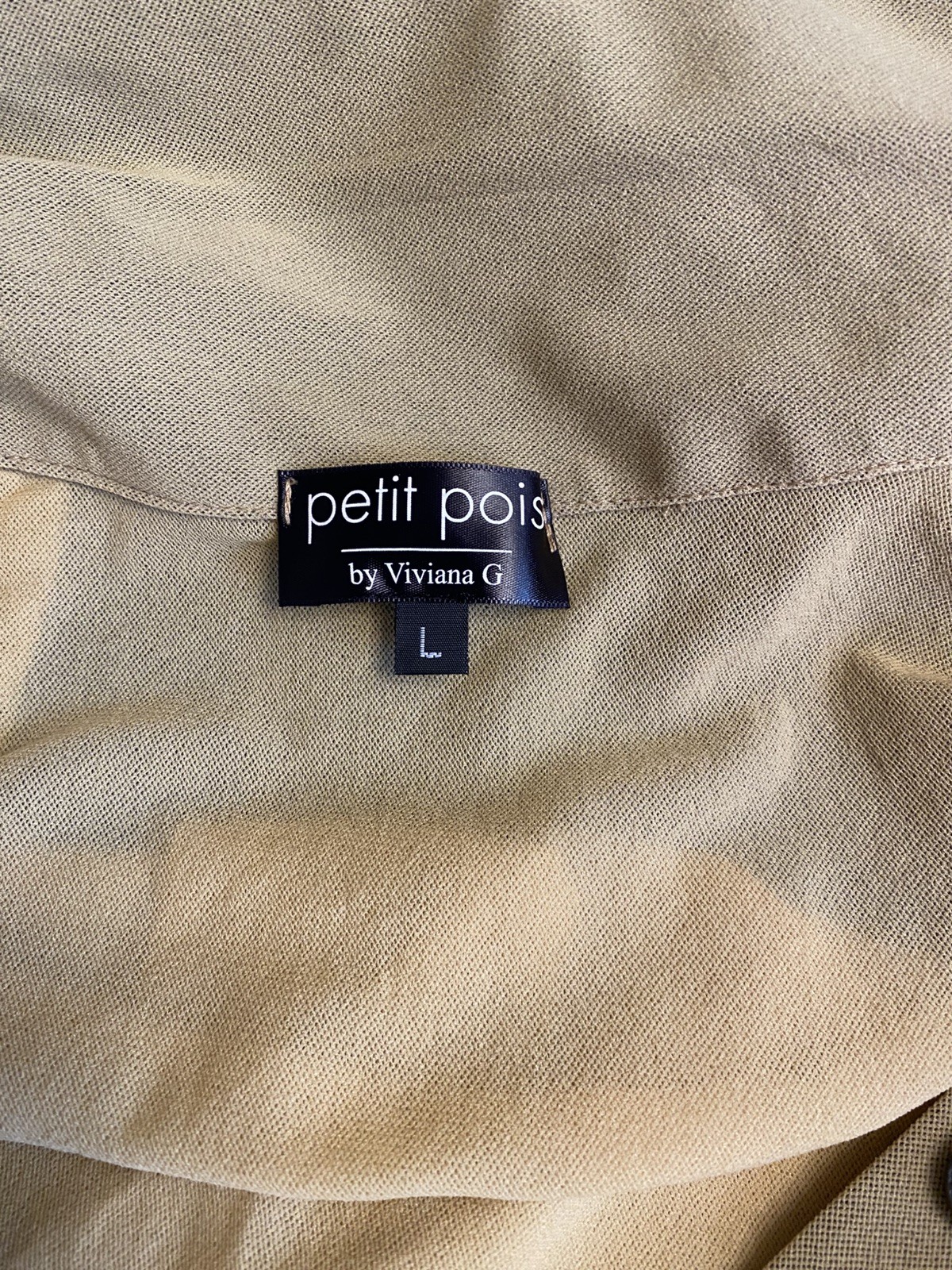 PETIT POIS BY VIVIANA G LONG A-LINE BEIGE DRESS-SIZEL-100% NYLON-BUTTON FRONT!!