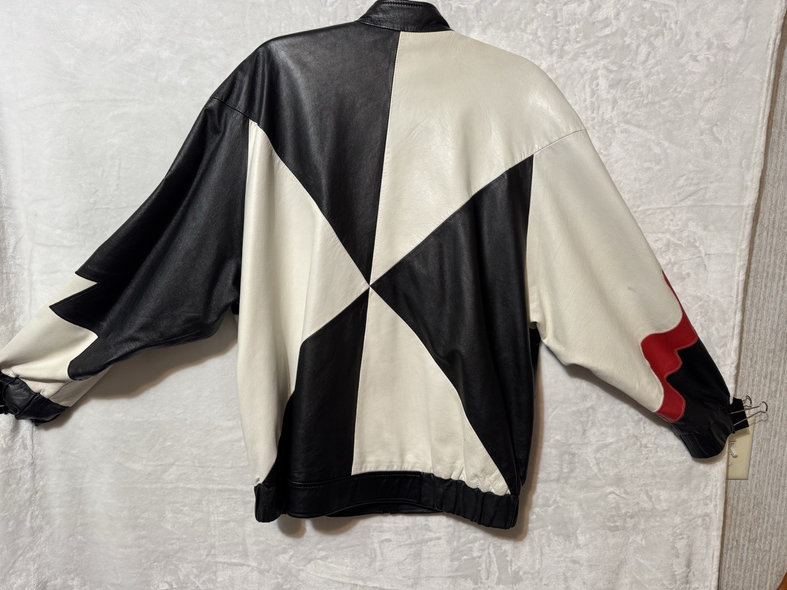 JULIAN K Vtg Rare Leather Bomber Jacket-Sz L Dolman Sleeves 80’s Glam Pop Rock