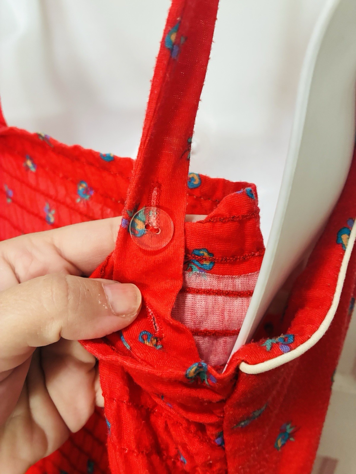 VTG 70s Tomato Red Prairie Cottage Core Hippie Festival Folk JerseySun Dress M L