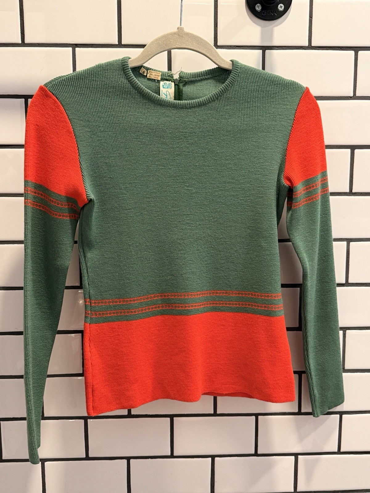 Vintage Gino Paoli Ski Sweater Red Green Excellent Condition Size S