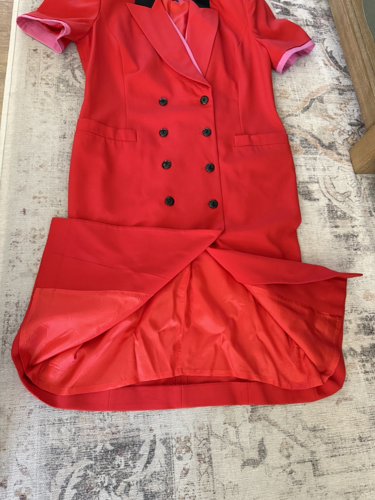 Vintage Escada Margaretha Ley Red Virgin Wool Tuxedo Blazer Dress EU 44