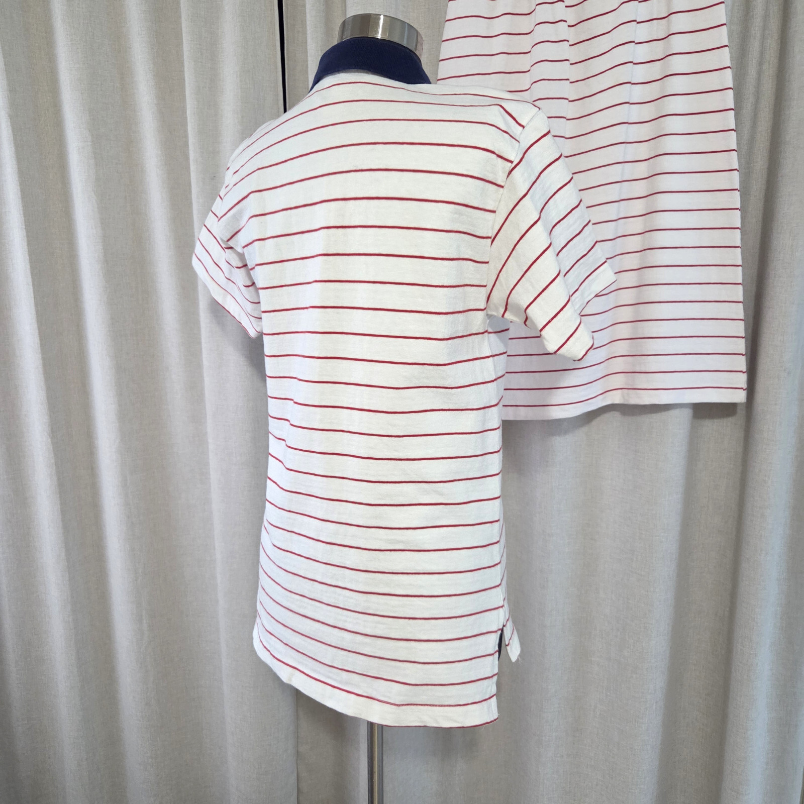 Vtg Pringle Of Scotland SET S M Top Skirt Heavy Cotton White Red Stripe Crest