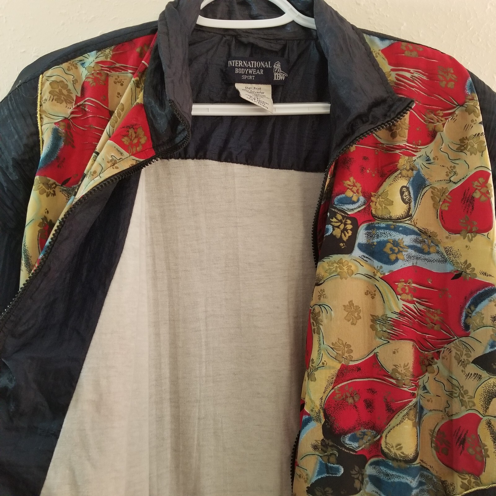 INTERNATIONAL BODYWEAR SPORT 1X Windbreaker Jacket Dark Navy Blue VTG 80s 90s