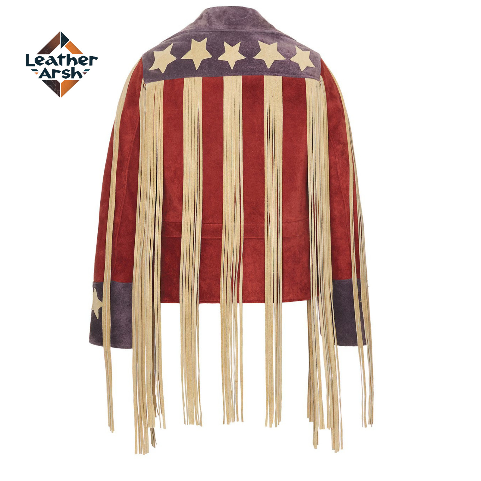 Unisex Western Fringe Suede Leather Jacket Vintage Cowboy Star Rodeo Style Coat
