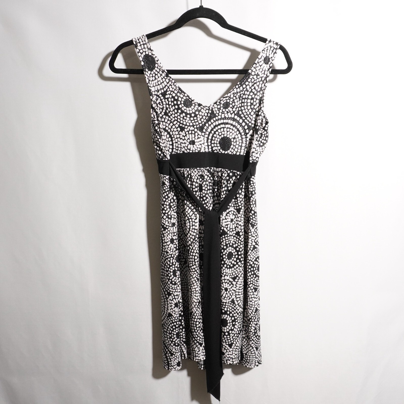 VTG Y2K FANG Babydoll Mini Dress Black White Dots Small v neck vintage retro