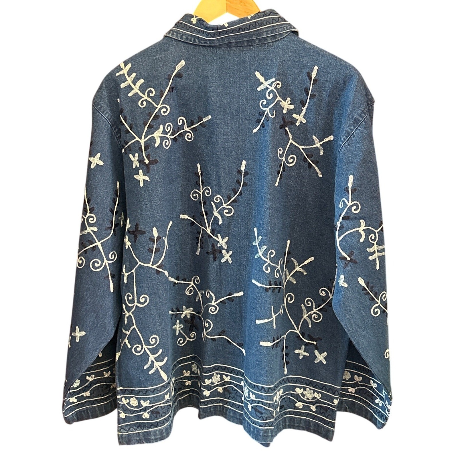 Vintage Keren Hart Denim Jacket Cottagecore Boho Art To Wear Coastal Grandma
