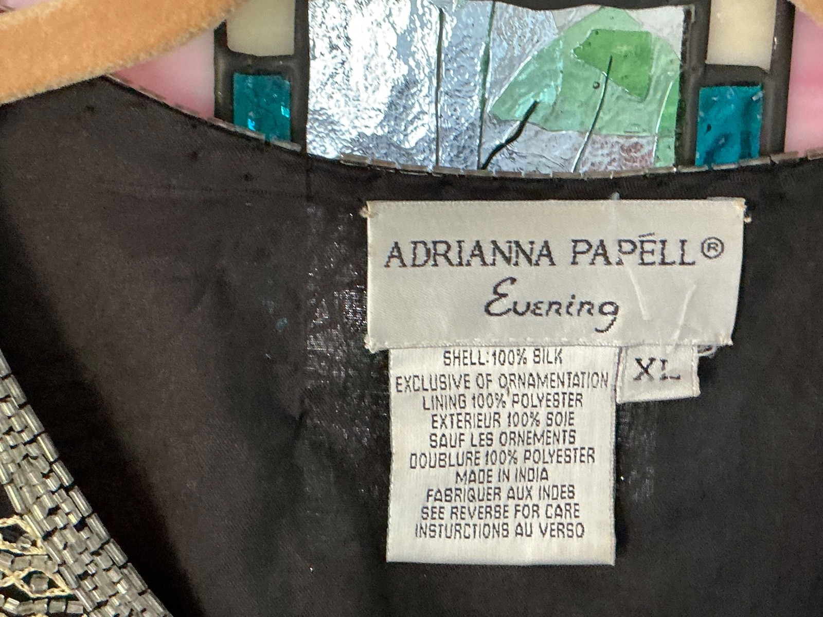 VINTAGE ADRIANNA PAPELL EVENING XL GLASS beaded embroidered JACKET/overlay