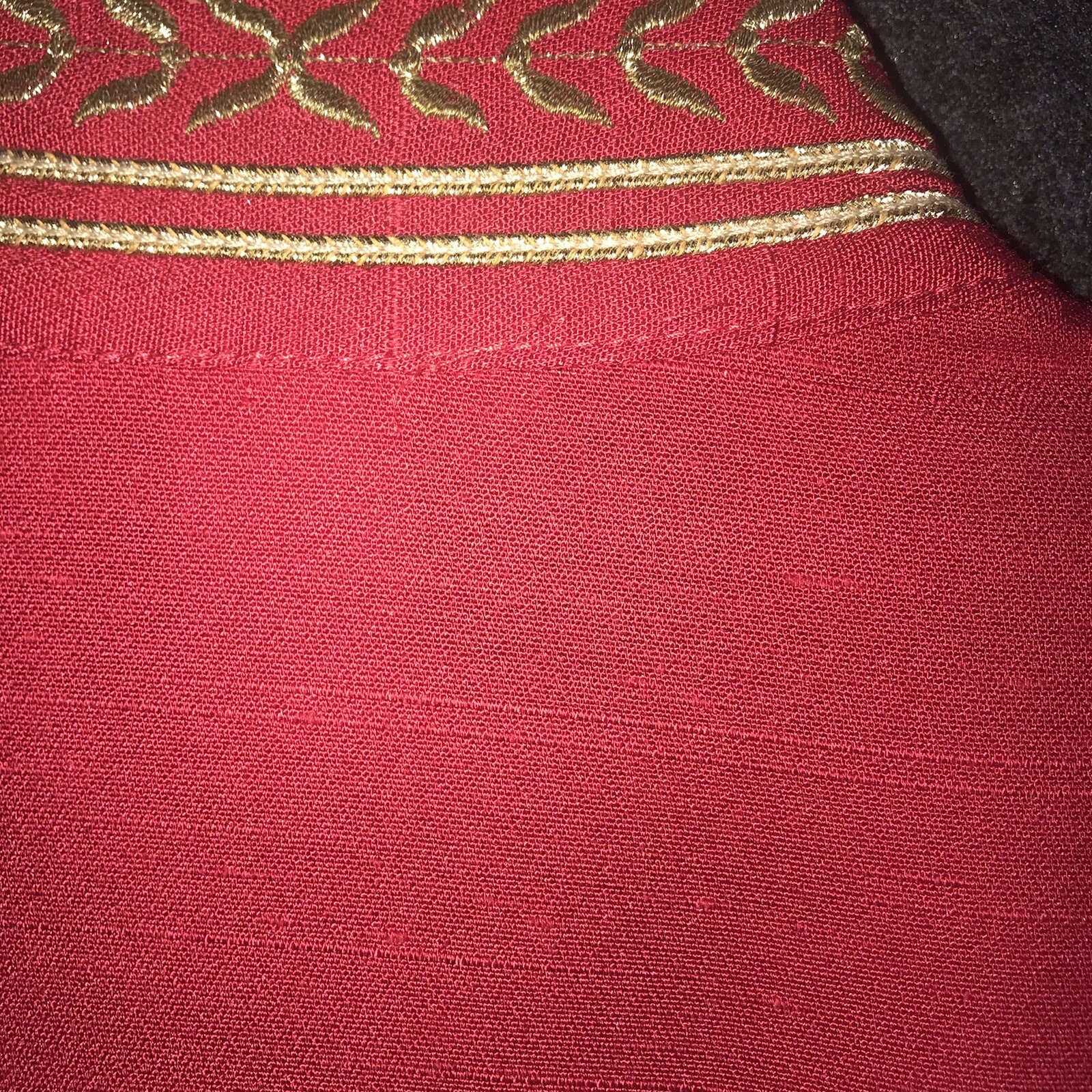 LEW MAGRAM Collection Vintage 80s Blouse Top Red With Gold Buttons Embroidery *