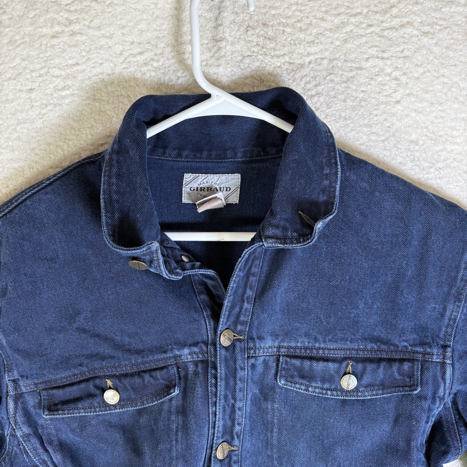 Vintage 90s Marithe Francois Girbaud Cropped Denim Jacket Womens Large Blue